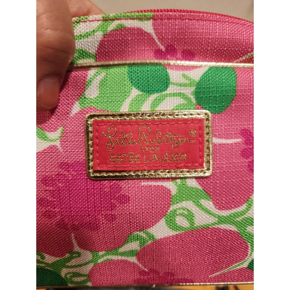 Lilly Pulitzer Estee Lauder Floral Cosmetic Bag Pink Green‎ Zipper Pouch